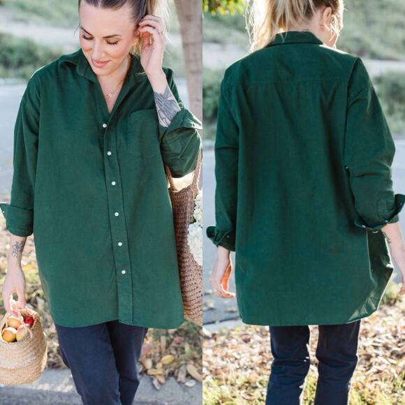 Frank & Eileen Mackenzie Green Flannel Shirt One Size 100% Cotton Button Front - Picture 6 of 12